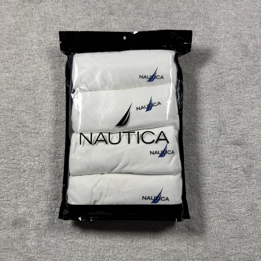Nautica Undershirts Mens XL White 4 PK Crew Neck Cotton Blend 38M7940501XAZ Logo